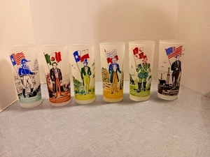 LOTTO 6 bicchieri vintage Knox Oil Company vetro smerigliato Texas sotto bandiere tema - Foto 1 di 6