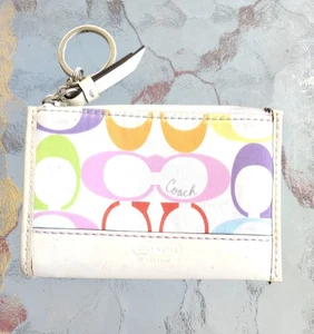 Coach kleine weiß/bunt Signatur C Canvas & Lackleder Geldbörse - Bild 1 von 7