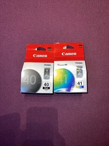 2 PACK GENUINE CANON 40 BLACK & 41 COLOR INK CARTRIDGES - PG-40 - CL-41 - Picture 1 of 7