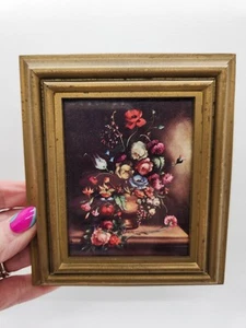 Vintage Blumen in Vase Druck in Kunststoffrahmen Made in Italy 5,25" x 4,5" - Bild 1 von 15