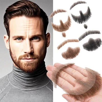Men Fake Goatee Realistic 100% Human Hair Beard Goat Beard Dressing Drama/Party - Image 1 of 4