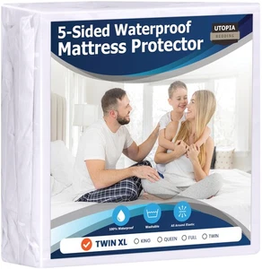 Waterproof 5-Sided Mattress Protector Twin XL Size, Premium Breathable Mattre... - Picture 1 of 8