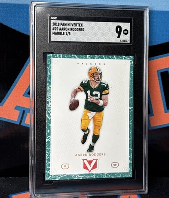 2018 Panini Vertex Aaron Rodgers Marble /5 SGC 9 Mint #70 Green Bay Packers - Image 1 of 2