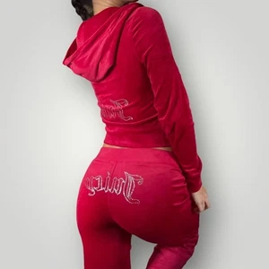 Neu Juicy Couture klassischer Velour Trainingsanzug Set M rot Damen Strass Logo Y2K - Bild 1 von 10