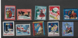 Christmas seal stamps , US, 1930s and 40s, 10 total - Picture 1 of 1