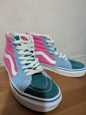 Zapatilla deportiva VANS SK8-HI gamuza cuero lona bloque de color rosa azul verde M 5 W 6,5 Foto 1 de 4