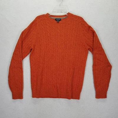 Suéter tejido con cable Lands' End mezcla de lana merino para mujer talla M/T naranja cuello redondo Foto 1 de 4