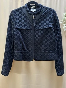 Noa Noa Womens sz 38/ M black geo textured zip jacket - Picture 1 of 13