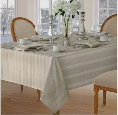 Newbridge Table Linen Set  tablecloth 60 x 120 / 8 Napkins - Denley Stripe Gray - Image 1 of 4