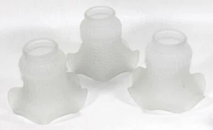Vintage Set of 3 Frosted Glass Light Fixture Shades ~ 4" tall with 2" Fitter - Picture 1 of 4