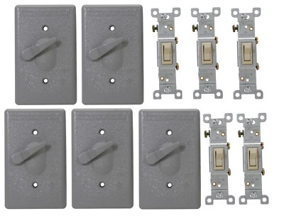 CROUSE HINDS SERIES 5 x Eaton TP7260 1-Gang Weatherproof Cast Aluminum Cover, 10A 125V Toggle Switch