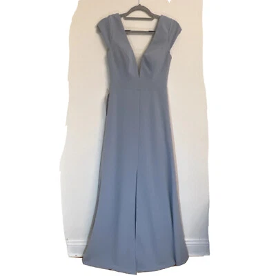 Azazie Trudy Dusty Blue Bridesmaid Floor Length Dress Size A4 NWT - Image 1 of 4