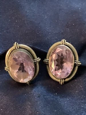 DESIGNER SUARTI BA 925 STERLING SILVER LARGE AMETHYST PIERCED ARTISAN EARRINGS Foto 1 de 4