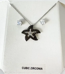 Starfish Necklace & Stud Earring Set Cubic Zirconia - Picture 1 of 3