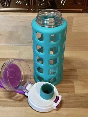 Anti-Microbial Water Bottle Ello Dash 16oz Plastic Green & Purple EUC Age 3+ - Image 1 of 4