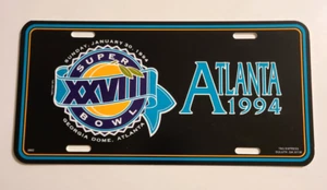 Vintage Super Bowl XXVIII Cowboys/Bills - Atlanta 1994 Plastic License Plate - Picture 1 of 2