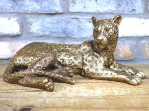 Gold Leopard Ornament Cat Figure Large 30cm Resin African Animal Wildlife - Picture 1 of 4