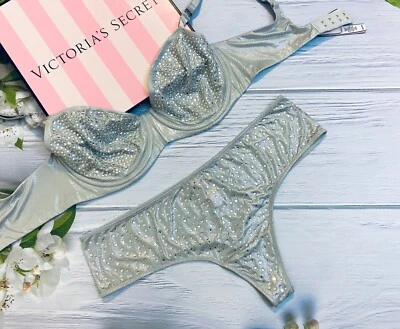 Victoria's Secret Dream Angeli Wicked Reggiseno Strass Decorato Crystal Argento - Immagine 1 di 4