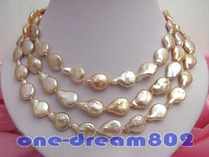 S413 50" 20mm Barock Rosa Süßwasser Perlen Halskette - Bild 1 von 4