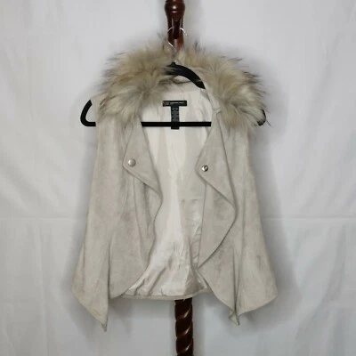 INC International Concepts Mujer Talla PL Forrado Chaleco Gamuza Sensación Cuello Extraíble Foto 1 de 4