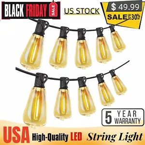 Cadena de luces exteriores de 100 pies para patio impermeable conectable ST38 luz LED 120V - Imagen 1 de 10