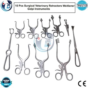 Juego de 10 instrumentos de calidad premium para retractores veterinarios quirúrgicos Farlaner - Imagen 1 de 8