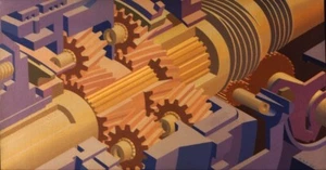 "GEARSET", acrílico sobre lienzo, GM Turbo 400 transmisión automática Cutaway Scape - Imagen 1 de 2