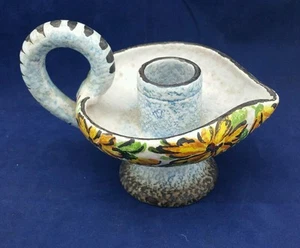 Bastone da camera in ceramica fatto a mano marcato VMA alla base, disegno floreale dipinto - Foto 1 di 3