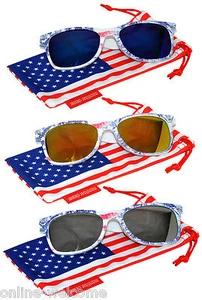 3 pairs of US American Flag Ice Retro Sunglasses Patriotic 4th of July Mirrored - Picture 1 of 1