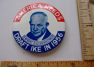 AMERICA NEEDS DWIGHT D. EISENHOWER ~ BORRADOR IKE EN 1956 ~ PIN DE INSIGNIA 1980 - Imagen 1 de 4