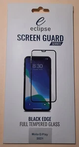 NEW! Eclipse full tempered glass screen protector Moto G Play 2021 black edge - Zdjęcie 1 z 2