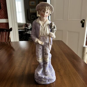Antique Gebruder Heubach 12"Figurine, Boy With Monkey; Beautiful; Part of a Pair - Picture 1 of 21