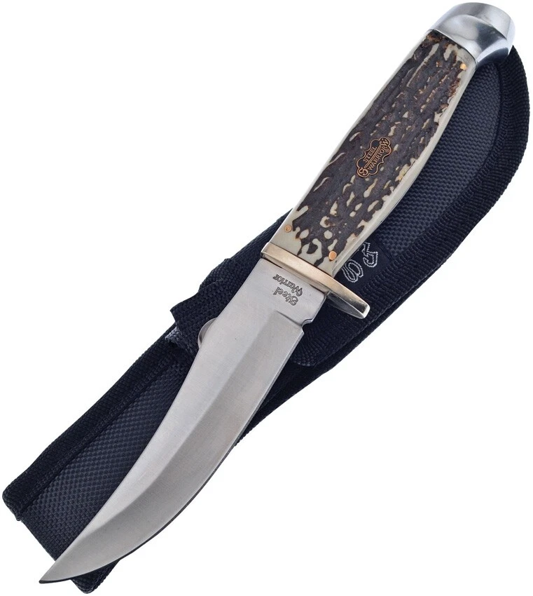 Frost Cutlery Fixed Knife Stainless Steel Full Tang Clip Blade Stag Bone Handle - Image 1 of 1