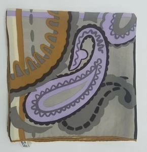 VTG Laura Biagiotti Silk Scarf, Paisley, Silver, Gold, Brown, Lavender ITALY - Picture 1 of 8