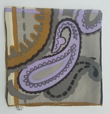 Bufanda de seda de colección Laura Biagiotti, cachemira, plateada, dorada, marrón, lavanda ITALIA Foto 1 de 4