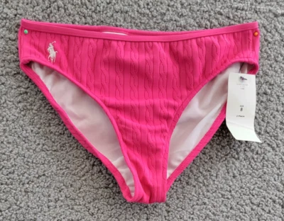 Polo Ralph Lauren Swimwear Bikini Panty Girls' 8 Pink Textured Elastic Waist - Image 1 of 4