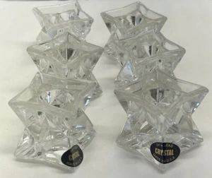 St George Crystal Stackable Fine Lead Crystal Candle Holders No Box Set Of Six - Picture 1 of 6