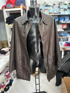 Gimo's Leather Jacket Used Man Tg54 Brown LLV365 - Picture 1 of 14