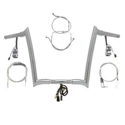 1 1/4" Chrome 14" Prewired Yaffe Bar Kit 1998-2006 Harley Road Glide w/Cruise - Изображение 1 из 2