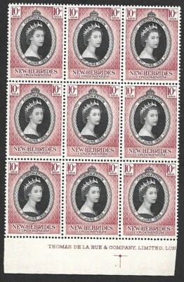 (BL) Nuevo Hébridas 1953 Coronación Bloque de 9 MNH Foto 1 de 2