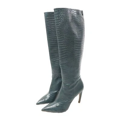 Botas hasta la rodilla Sam Edelman Fraya gris iris cuero en relieve cocodrilo talla 10 Foto 1 de 4
