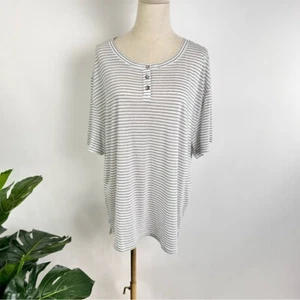 Lunya Striped Short Sleeve Cool Top/Blouse - Picture 1 of 9