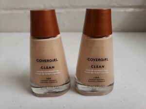 COVERGIRL CLEAN LIQUID FOUNDATION 1 OZ 120 CREAMY NATURAL LOT OF 2- NEW/SEALED 