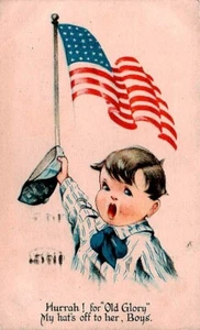 Postcard Hurrah! for Old Glory My Hat's Off to Her Boys - Picture 1 of 2