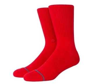 Stance Icon Red Crew Socks Size L 9-13 - Picture 1 of 8
