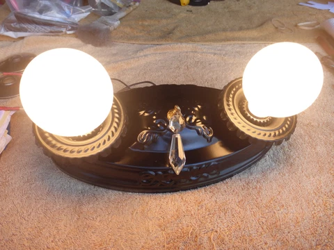 Vintage Antique 2 Socket Flush Mount Deco Light Fixture 32423 A Cover