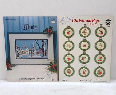 Vintage Christmas Counted Cross Stitch Leaflets x2 Helmsford Green Apple 1980s - Image 1 of 4