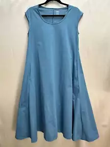 NWT - UNIQLO x THEORY blue Ultra Stretch Quick Dry A-Line Short-Sleeve Dress - M - Picture 1 of 5