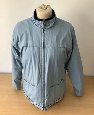 Nike Women’s Light Blue Padded Jacket Coat Zip Front Swoosh Logo Pockets Size L - Image 1 of 4