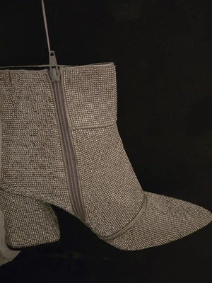 Mujer Talla 10 Negro Brillo Brillo Fabulosas Botas Botines Block Heal Foto 1 de 4